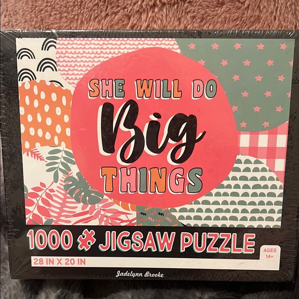 Jadelynn Brooke Motivational Jigsaw Puzzle - White, Orange. Green, Pink
